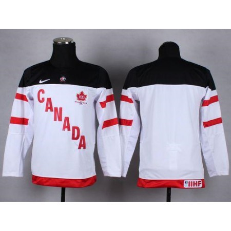 Team Canada Blank White 100th Anniversary Stitched Youth NHL Jersey