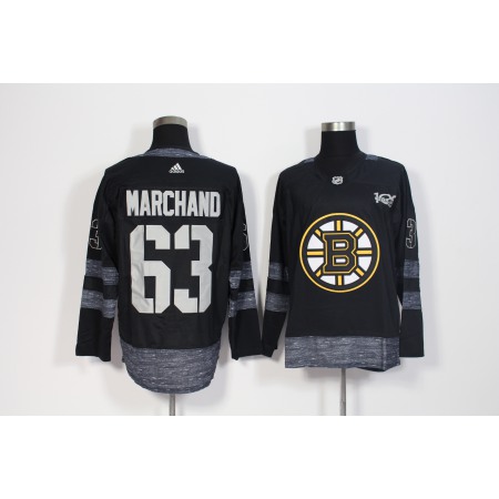 Men's Adidas Boston Bruins #63 Brad Marchand Black 1917-2017 100th Anniversary Stitched NHL Jersey