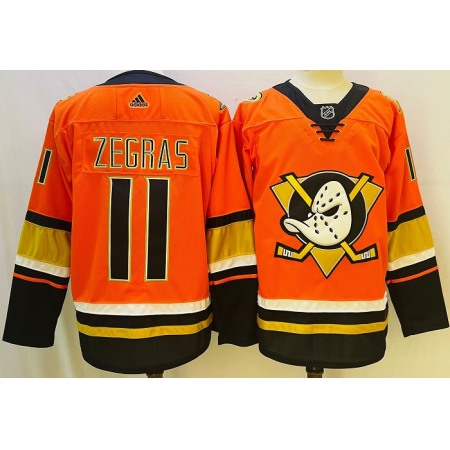 Men's Anaheim Ducks #11 Trevor Zegras Orange Stitched Jersey