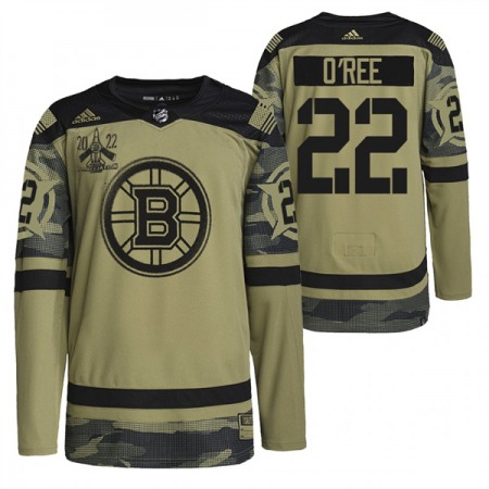 Men's Boston Bruins #22 Willie O'Ree 2022 Camo Military Appreciation Night Stitched Jersey