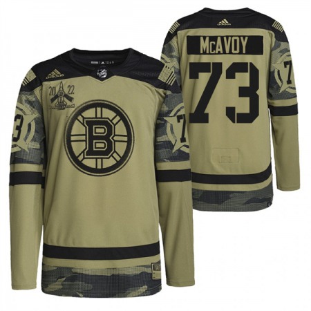 Men's Boston Bruins #73 Charlie McAvoy 2022 Camo Military Appreciation Night Stitched Jersey
