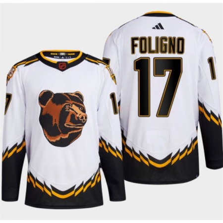 Men's Boston Bruins #17 Nick Foligno White 2022-23 Reverse Retro Stitched Jersey