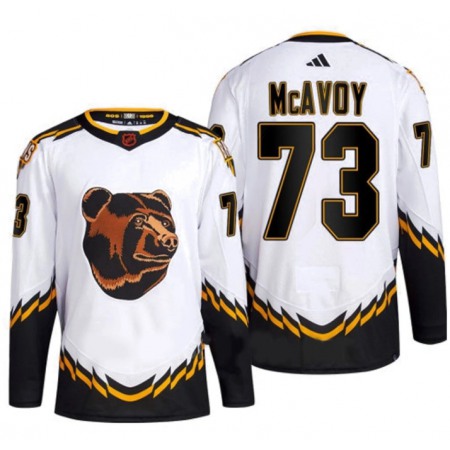 Men's Boston Bruins #73 Charlie McAvoy White 2022-23 Reverse Retro Stitched Jersey