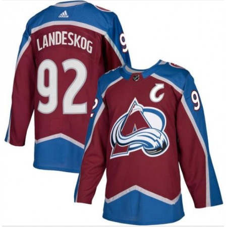 Men's Adidas Colorado Avalanche #92 Gabriel Landeskog Burgundy With C Patch Stitched NHL Jersey