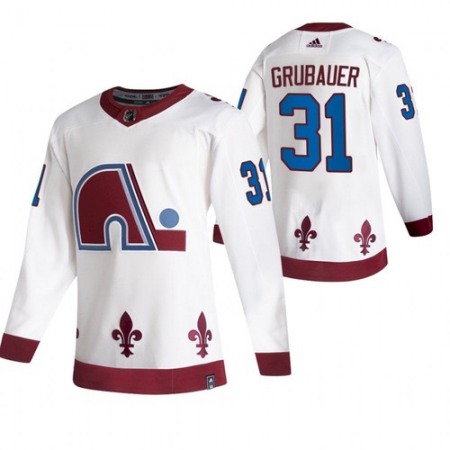 Men's Colorado Avalanche #31 Philipp Grubauer 2020-21 White Reverse Retro Stitched Jersey