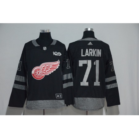 Detroit Red Wings #71 Dylan Larkin Black Men's 1917-2017 100th Anniversary Stitched NHL Jersey