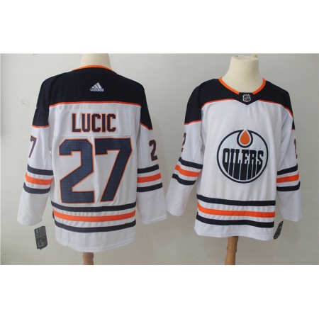 Men's Adidas Edmonton Oilers #27 Milan Lucic White Stitched NHL Jersey