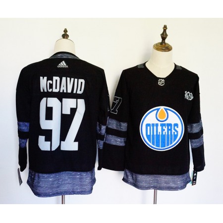 Men's Adidas Edmonton Oilers #97 Connor McDavid Black 1917-2017 100th Anniversary Stitched NHL Jersey