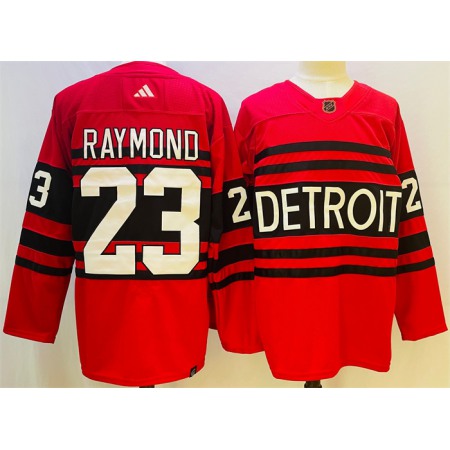 Men's Detroit Red Wings #23 Lucas Raymond Red 2022/23 Reverse Retro Stitched Jersey
