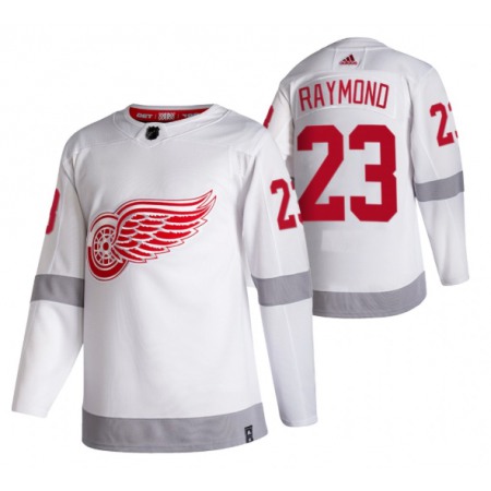 Men's Detroit Red Wings #23 Lucas Raymond White 2020-21 Reverse Retro Stitched Jersey
