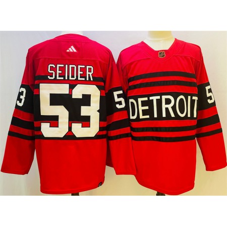 Men's Detroit Red Wings #53 Moritz Seider Red 2022/23 Reverse Retro Stitched Jersey