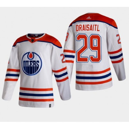 Men's Edmonton Oilers #29 Leon Draisaitl White 2020-21 Reverse Retro Stitched Jersey