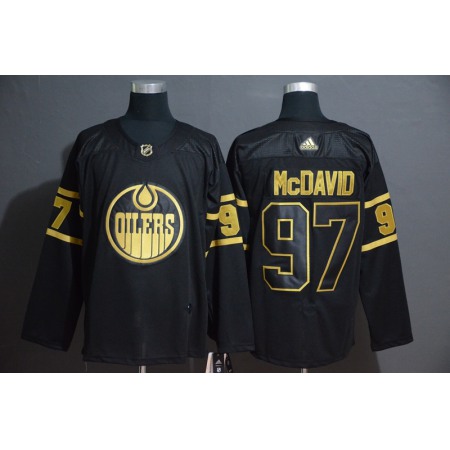 Men's Edmonton Oilers #97 Connor McDavid Black Golden Stitched NHL Jersey