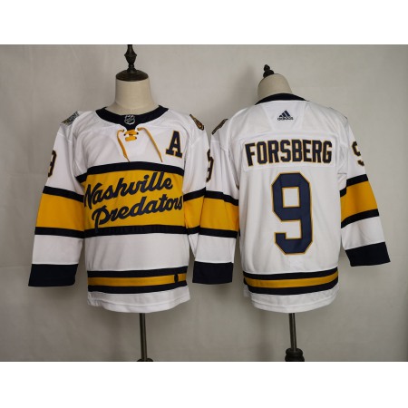 Men's Adidas Nashville Predators #9 Filip Forsberg White Stitched NHL Jersey