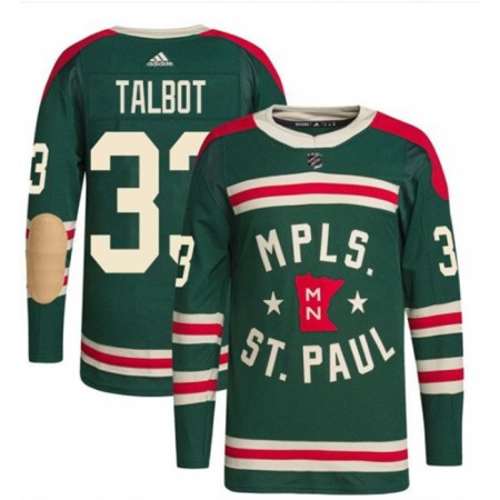 Men's Minnesota Wild #33 Cam Talbot 2022 Green Winter Classic Stitched Jersey