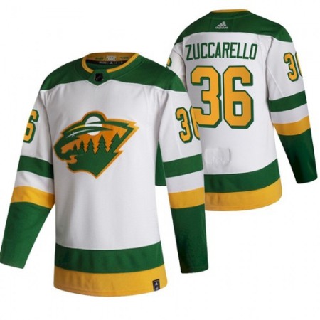 Men's Minnesota Wild #36 Mats Zuccarello 2021 White Reverse Retro Stitched Jersey