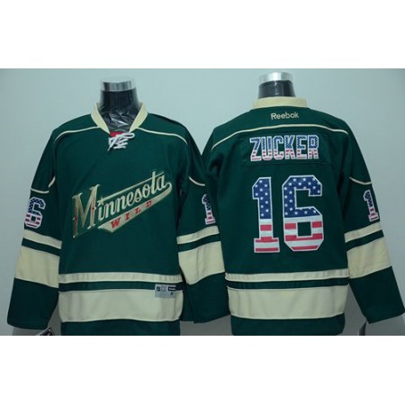 Men's Minnesota Wild Custom Green USA Flag Fashion Stitched Jersey