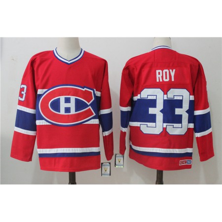 Men's Montreal Canadiens #33 Patrick Roy Red Throwback CCM Stitched NHL Jersey