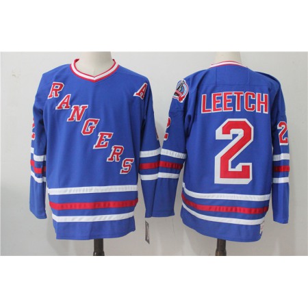 Men's New York Rangers #2 Brian Leetch Royal Throwback CCM Stitched NHL Jersey