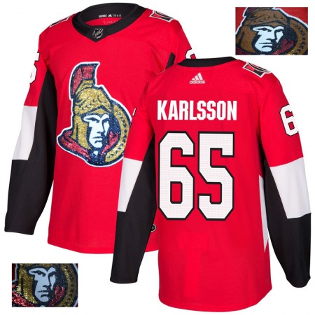 Men's Ottawa Senators #65 Erik Karlsson Red Fashion Gold Stitched NHL Jersey