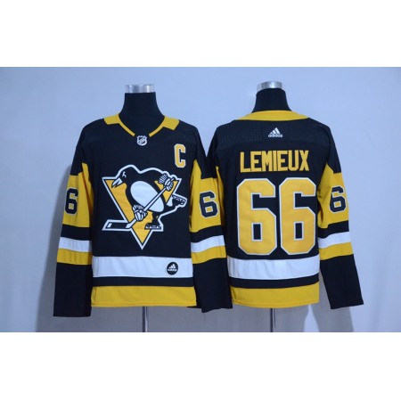 Men's Pittsburgh Penguins #66 Mario Lemieux Adidas Black Road Authentic Stitched NHL Jersey