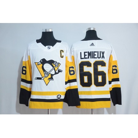 Men's Pittsburgh Penguins #66 Mario Lemieux Adidas White Road Authentic Stitched NHL Jersey