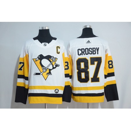 Men's Pittsburgh Penguins #87 Sidney Crosby Adidas White Road Authentic Stitched NHL Jersey