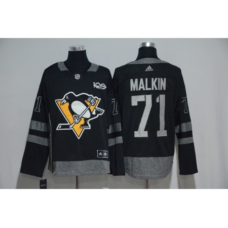 Pittsburgh Penguins #71 Evgeni Malkin Black Men's 1917-2017 100th Anniversary Stitched NHL Jersey