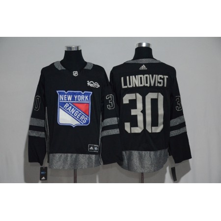 Rangers #30 Henrik Lundqvist Black Men's 1917-2017 100th Anniversary Stitched NHL Jersey