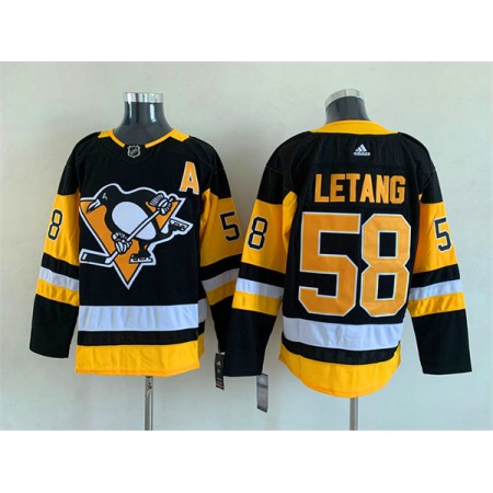 Men's Pittsburgh Penguins #58 Kris Letang Black Stitched Jersey
