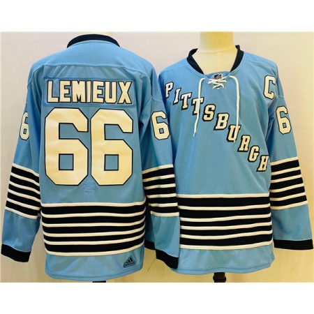 Men's Pittsburgh Penguins #66 Mario Lemieux Blue Team Classics Stitched NHL Jersey