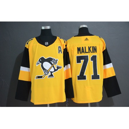 Men's Pittsburgh Penguins #71 Evgeni Malkin Gold Stitched NHL Jersey