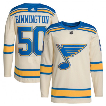 Men's St. Louis Blues #50 Jordan Binnington Cream 2022 Winter Classic Stitched Jersey