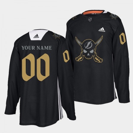 Men's Tampa Bay Lightning Customized Black Gasparilla inspired Pirate-themed Warmup Stitched Jersey