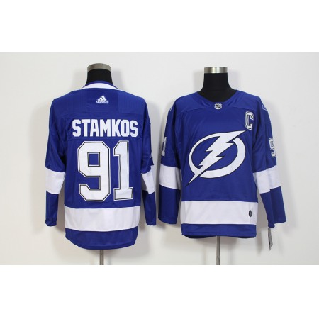 Men's Adidas Tampa Bay Lightning #91 Steven Stamkos Blue Stitched NHL Jersey