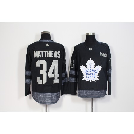 Men's Adidas Toronto Maple Leafs #34 Auston Matthews Black 1917-2017 100th Anniversary Stitched NHL Jersey