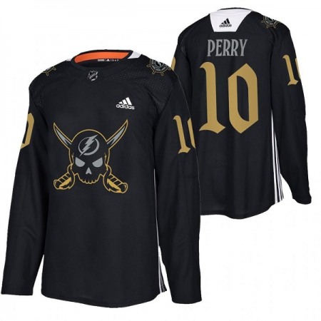 Men's Tampa Bay Lightning #10 Corey Perry Black Gasparilla inspired Pirate-themed Warmup Stitched Jersey