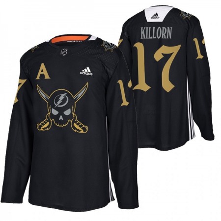 Men's Tampa Bay Lightning #17 Alex Killorn Black Gasparilla inspired Pirate-themed Warmup Stitched Jersey