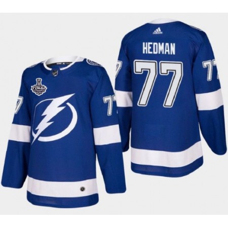 Men's Tampa Bay Lightning #77 Victor Hedman 2021 Blue Stanley Cup Final Bound Stitched Jersey