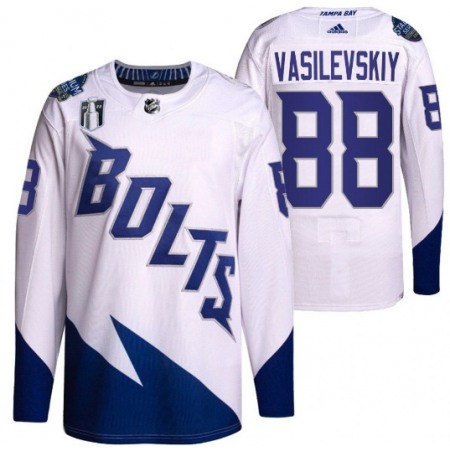 Men's Tampa Bay Lightning #88 Andrei Vasilevskiy 2022 White Stanley Cup Final Patch Stitched Jersey