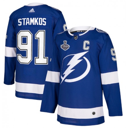 Men's Tampa Bay Lightning #91 Steven Stamkos 2021 Blue Stanley Cup Final Bound Stitched Jersey