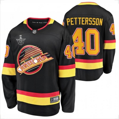 Men's Vancouver Canucks #40 Elias Pettersson Black With Patch Stitched NHL Jersey