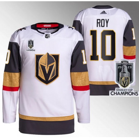 Men's Vegas Golden Knights #10 Nicolas Roy White 2023 Stanley Cup Champions Stitched Jersey