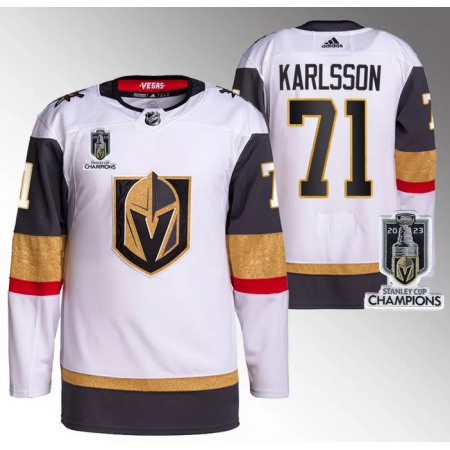 Men's Vegas Golden Knights #71 William Karlsson White 2023 Stanley Cup Champions Stitched Jersey