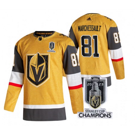 Men's Vegas Golden Knights #81 Jonathan Marchessault Gold 2023 Stanley Cup Champions Stitched Jersey