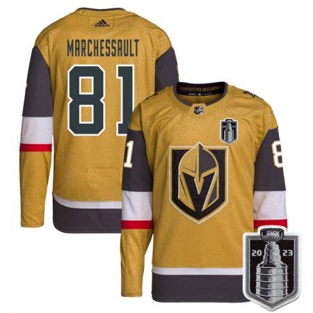 Men's Vegas Golden Knights #81 Jonathan Marchessault Gold 2023 Stanley Cup Final Stitched Jersey