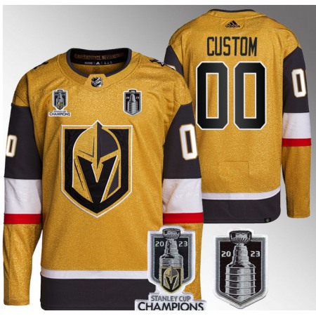 Men's Vegas Golden Knights Active Player Custom Gold 2023 Stanley Cup Final And Champions Patch Stitched Jersey