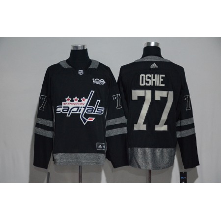 Washington Capitals #77 T.J Oshie Black Men's 1917-2017 100th Anniversary Stitched NHL Jersey