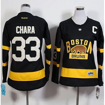Bruins #33 Zdeno Chara Black 2016 Winter Classic Women's Stitched NHL Jersey