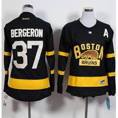 Bruins #37 Patrice Bergeron Black 2016 Winter Classic Women's Stitched NHL Jersey